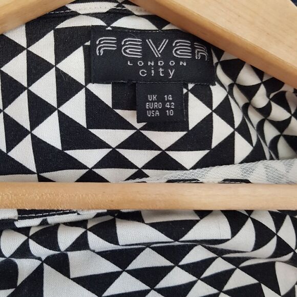 FEVER LONDON CITY Black and  White Dress Square and Triangle Pattern Siz… - Picture 15 of 16